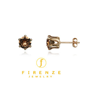 14K Gold Filled Handmade 6mm Round Snap-inEarr with 6mm SwTopaz Earring[Firenze Jewelry] 피렌체주얼리
